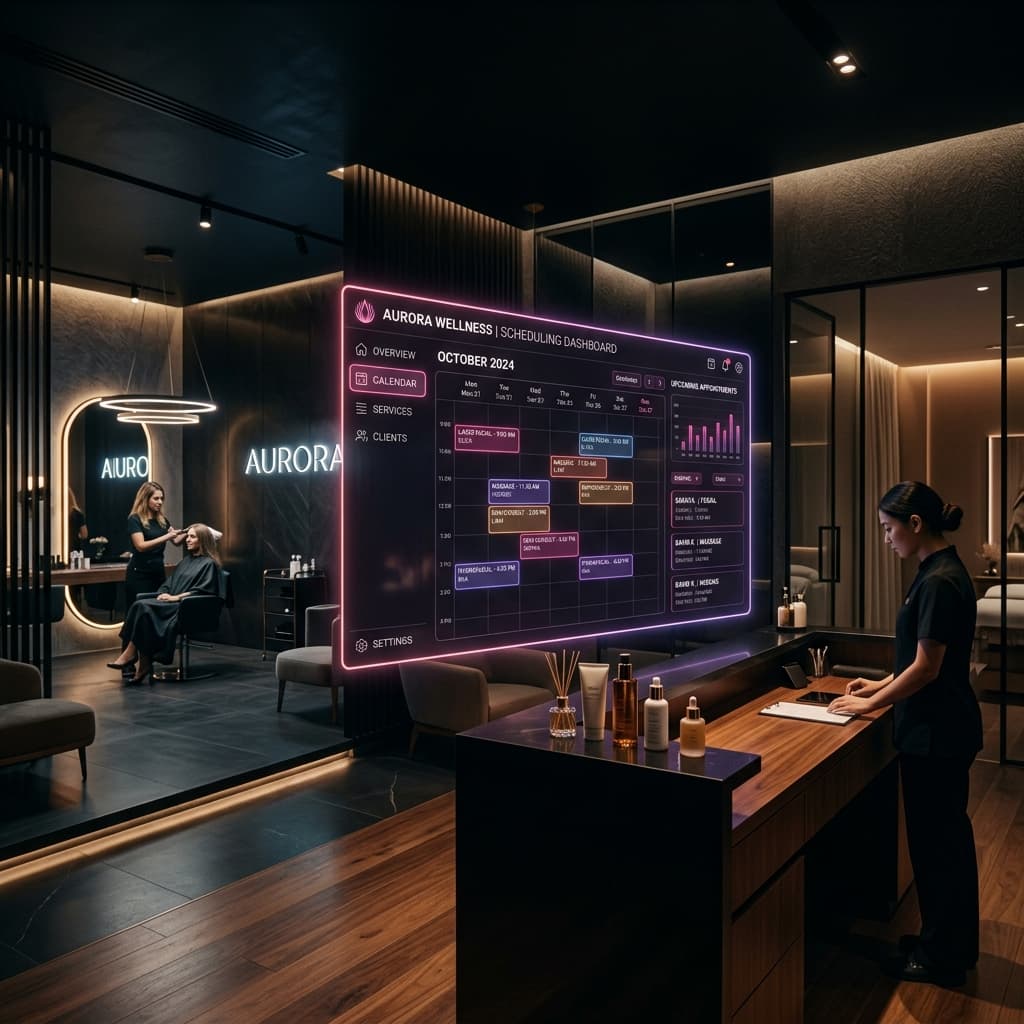 Beauty salon and wellness scheduling dashboard