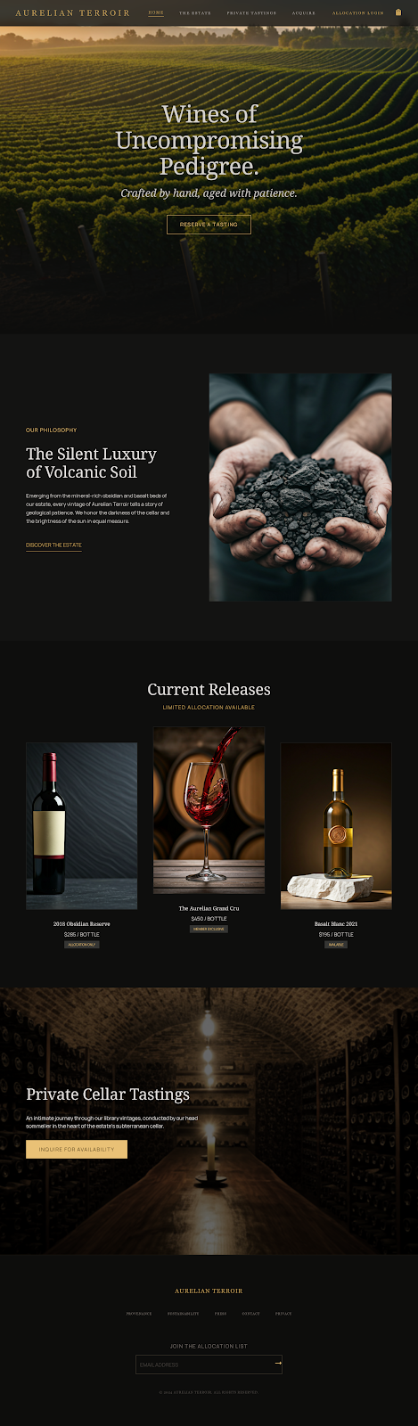 Aurelian Terroir Luxury Website